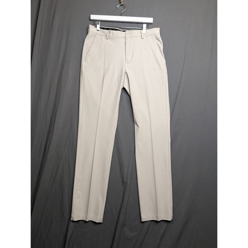Greg Norman Mens 32 X 32 Flat Front Khaki Beige Performance Trousers